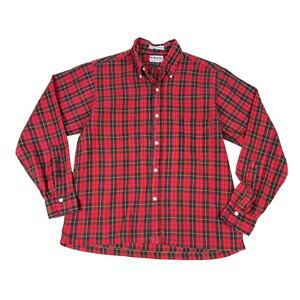 Vintage English Gingham Red Plaid Button Down Shirt Made in Savannah GA USA